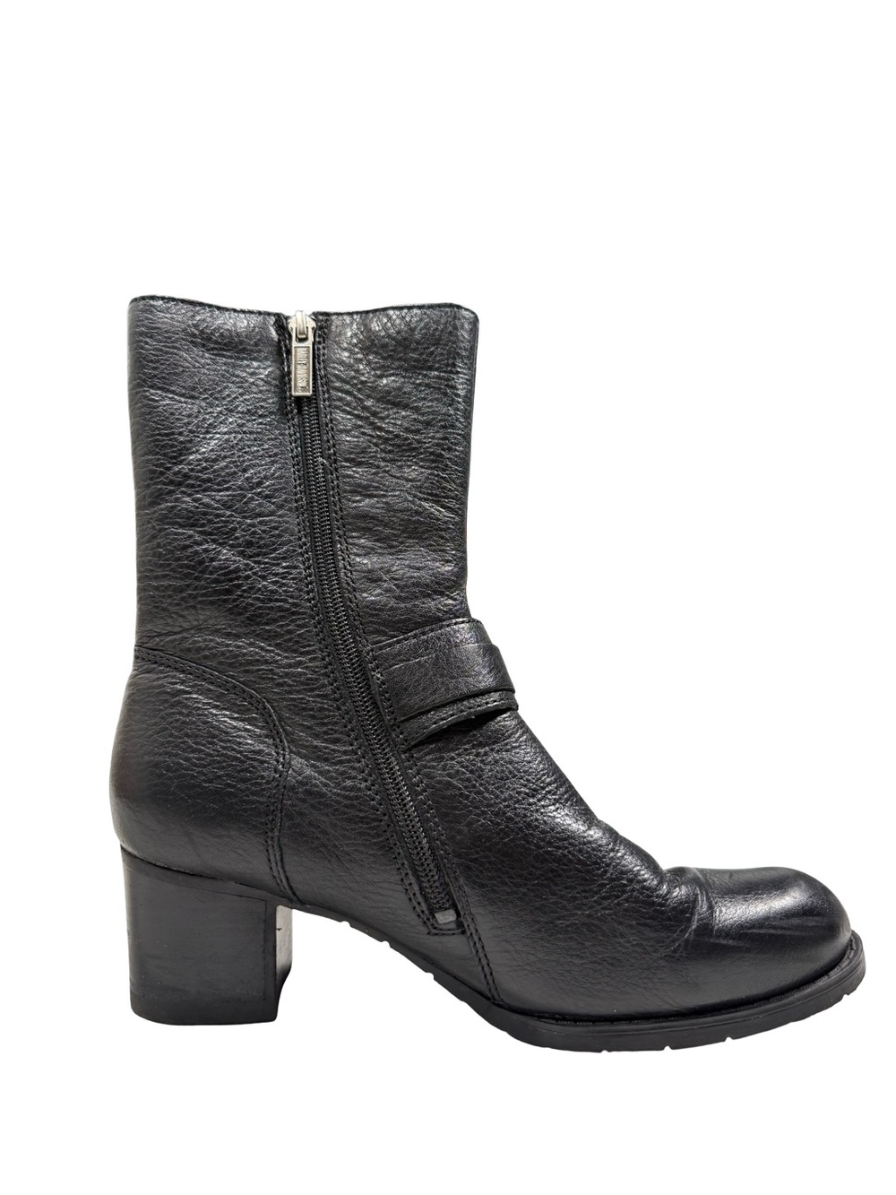 Harley Davidson Womens 8 Serita Black Leather Moto Harness Boots Biker Side Zip - Picture 7 of 15